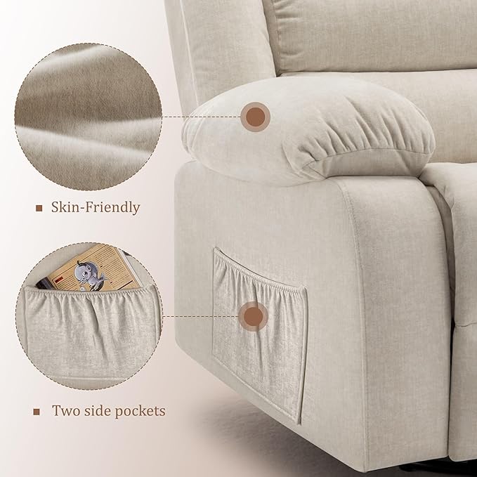 Korser Rocker Recliner Chairs for Adults, Oversized Recliner with Massage and Heating Function, 360° Swivel Nursery Rocking Chairs, Extra Wide Recliner Chair for Bedroom and Living Room