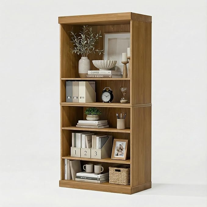 Casaphoria 6 Tier Wooden Bookshelf, 62" H Tall Book Shelf with Adjustable Shelves, Wide Bookshelf with 16" Deep Storage Space for Living Room,Bedroom & Home Office