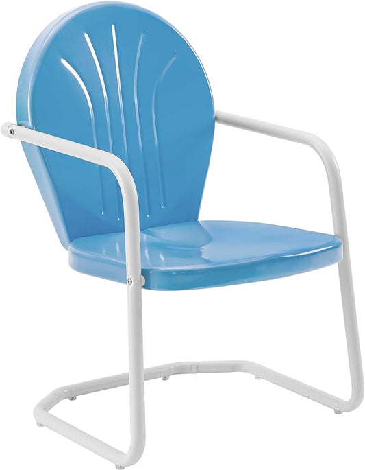 Crosley Furniture Griffith Outdoor Chair, Retro Metal Patio Chairs for Dining, Porch, Deck, Balcony, Sky Blue