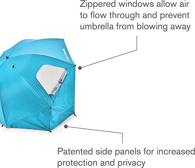 Sport-Brella Premiere UPF 50+ Umbrella Shelter with Patented Side Panels and Tilt Mechanism, Heavy-Duty 1.25 Inch Center Pole, Auger Anchor for Sand and Grass