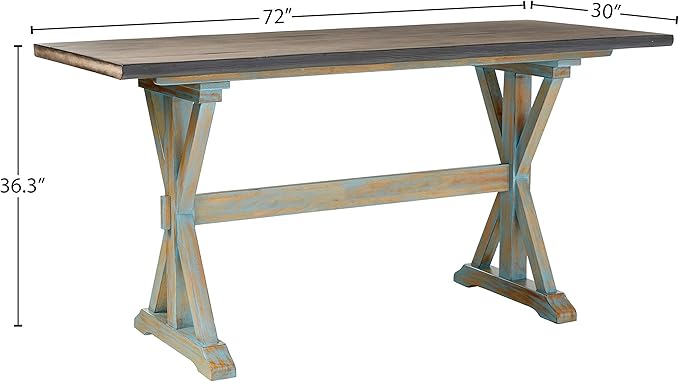 Kings Brand Arland Grey / Blue Wood Counter Height Rectangle Kitchen Dinette Dining Table