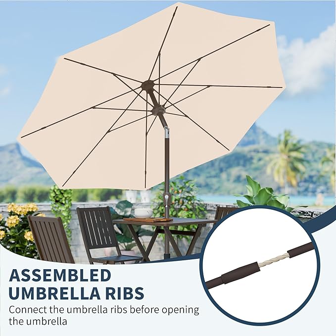 PatioKingdom 11FT Patio Umbrella,Outdoor Umbrella with Push Button Tilt and Crank,Market Table Umbrella with 8 Sturdy Fiberglass Ribs UV Protection