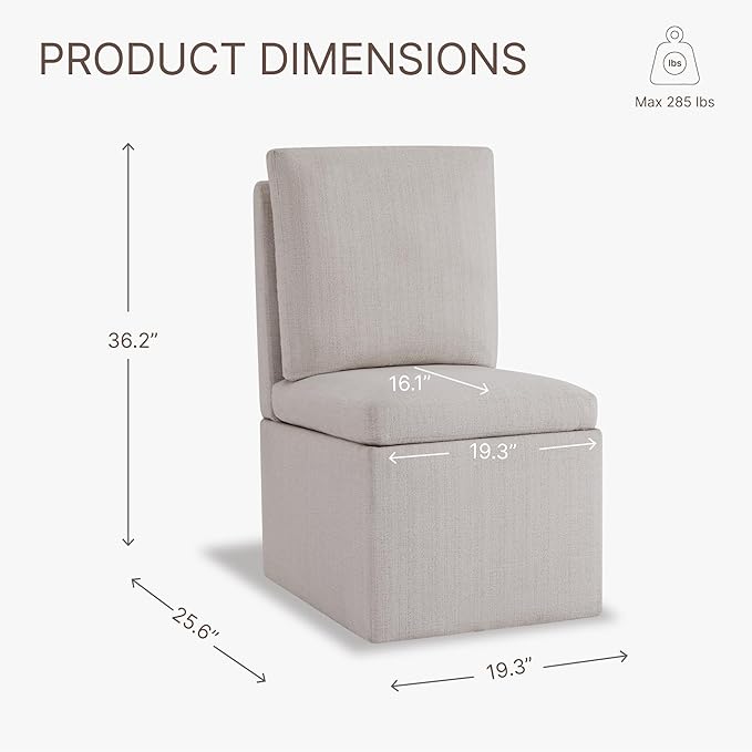 Upholstered Dining Chairs with Casters, Modern Dining Room Chairs Set of 4 with Hidden Storage & 4 Wheels, Single Sofa Chair for Kitchen, Reading Room, Waiting Room, Linen (2 Box)