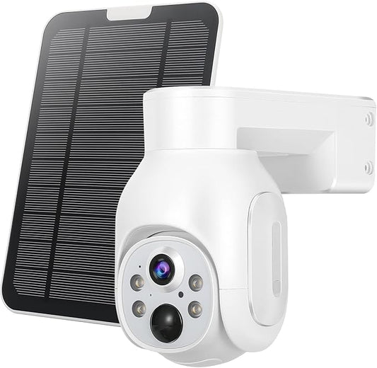 100% Wire-Free Wireless Rechargeable Battery Solar Powered Outdoor 1080P Home PTZ 2.4G WiFi Security Camera PIR Motion Recording Two-Way Audio IP65 Weatherproof Color Night Vision AT-S700