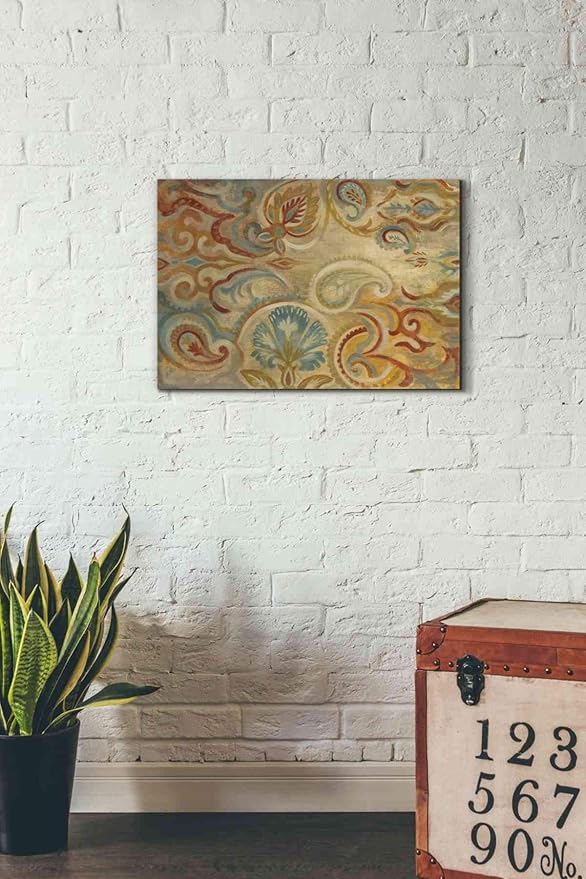Epic Graffiti 'Antique Paisley' by Silvia Vassileva, Canvas Wall Art, 26"x18"