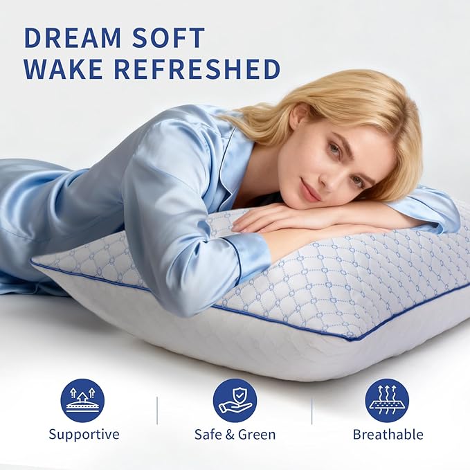 Bed Pillows King Size for Sleeping, Soft and Supportive Bed Pillows with Memory Foam Filling for Side and Back Sleepers, Neck Supportive-King, 1 Pack