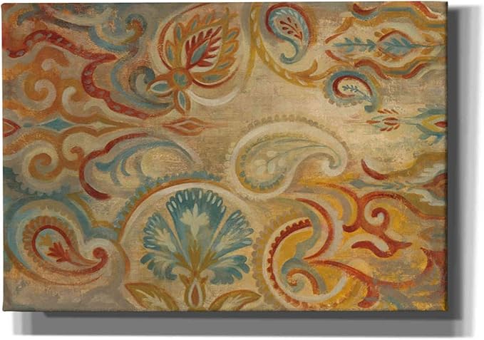 Epic Graffiti 'Antique Paisley' by Silvia Vassileva, Canvas Wall Art, 26"x18"