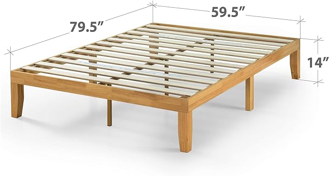 ZINUS Moiz Wood Platform Bed Frame / Wood Slat Support / No Box Spring Needed / Easy Assembly, Natural, Queen