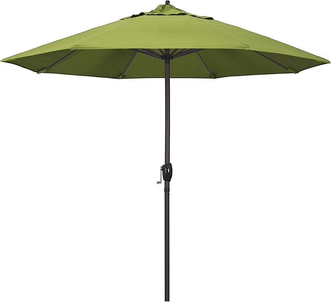 California Umbrella 9' Rd Sunbrella Aluminum Patio Umbrella, Crank Lift, Auto Tilt, Bronze Pole, Macaw