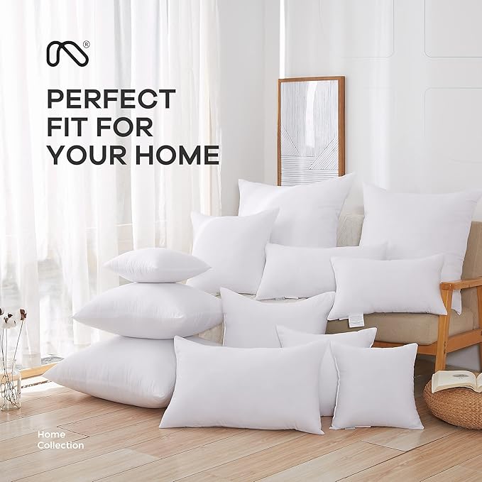 Acanva Fluffy Pillow Insert for Bed Sleeping, Decorative Stuffer Cushion Sham Filler, 12 Inchx20 Inch, White