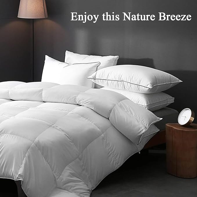 DWR Goose Feather Down Core Pillow Surrounded by Polyester 2 Pack, 100% Organic Cotton Covered, Medium Support, King Size Bed Pillow Inserts(20x36, Set of 2)