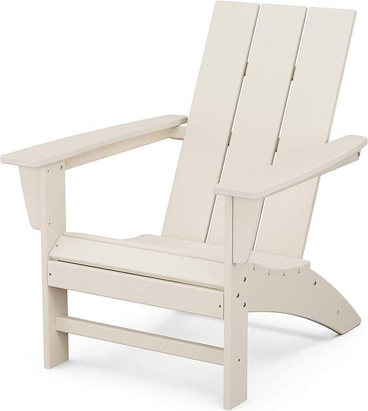 POLYWOOD Modern Adirondack Chair – All-Weather Outdoor Lawn Adirondack Chairs – HDPE, Fade-Resistant & Durable Outdoor Furniture – For Patio, Deck & Fire Pit Chairs – Sand