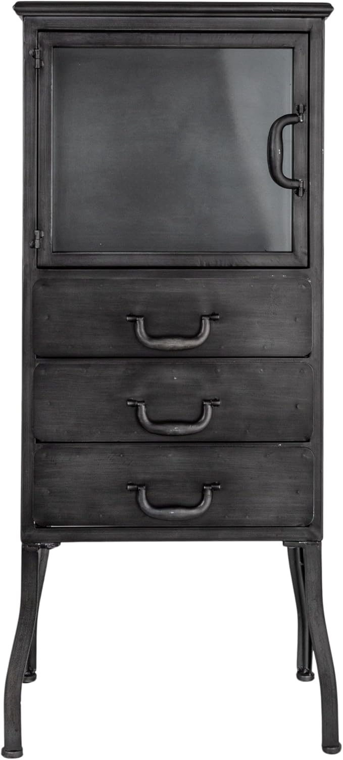 Creative Co-Op Sleek Metal Cabinet Storage with 3 Drawers, Black