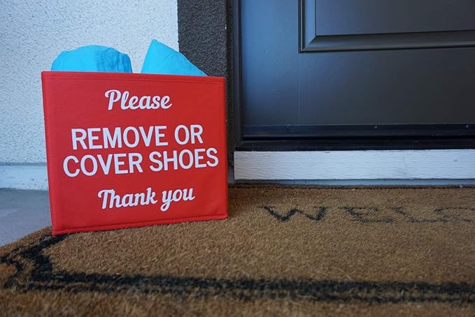 Shoe Cover Box | Disposable Shoe Bootie Holder For Realtor Listings and Open Houses, Please Remove Your Shoes Sign, Real Estate Agent Supplies
