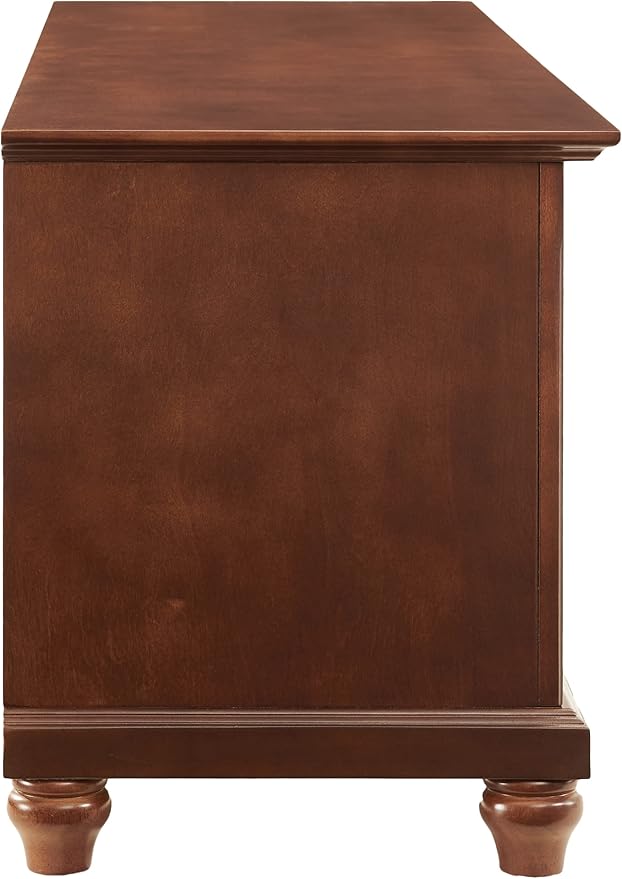 Crosley Furniture Cambridge Low Profile TV Stand for 65+ inch TVs, Entertainment Center with Storage Shelves, Vintage Mahogany