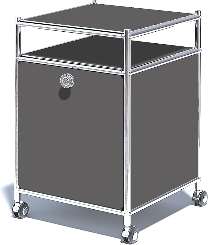 Matte Storage Cart with Flap Door, Large Capacity Storage Cart with Detachable Wheels, DIY Modern Home Furnishing, Great for Home, Office, Bedroom, Kitchen (Grey)