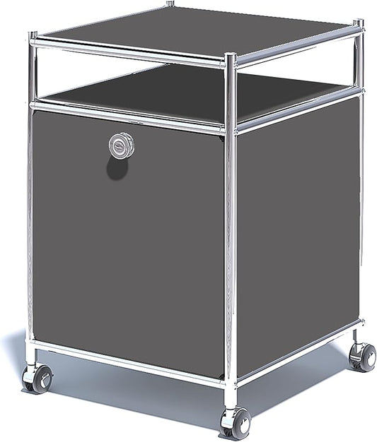Matte Storage Cart with Flap Door, Large Capacity Storage Cart with Detachable Wheels, DIY Modern Home Furnishing, Great for Home, Office, Bedroom, Kitchen (Grey)