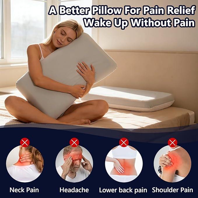 Memory Foam Pillow for Neck and Shoulder Pain Relief, Medium Firm with Reversible, Washable Cover for All Seasons Perfect for CPAP Users, Side, Back, and Stomach Sleepers(16 × 28 × 4 in)
