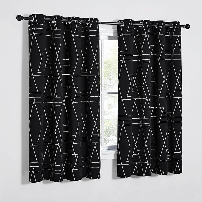 NICETOWN Blackout Curtains for Living Room - Foil Printed Shiny Stripes Pattern Thermal Insulated Blackout Drapes for Bedroom Kitchen Loft Cafe Window (2 Panels, 52" Wide by 63" Long)