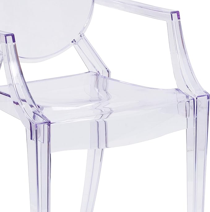 Flash Furniture Max 4 Pack Indoor-Outdoor Ghost Chair with Arms in Transparent Crystal