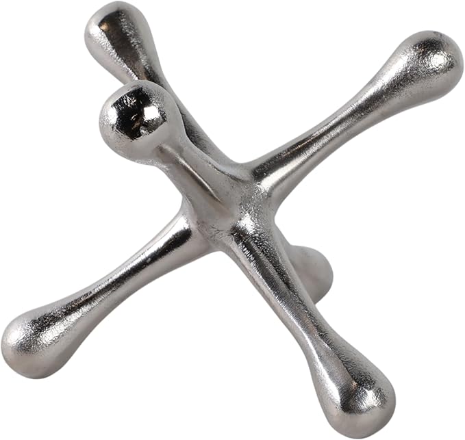 Modern Jacks Sculpture Coffee Table Decor for Living Room – Metal Modern Decorative Accent for Table Top & Shelf – Indoor Home Decor, Stylish Tabletop Accessories Accent Piece – 6", Silver