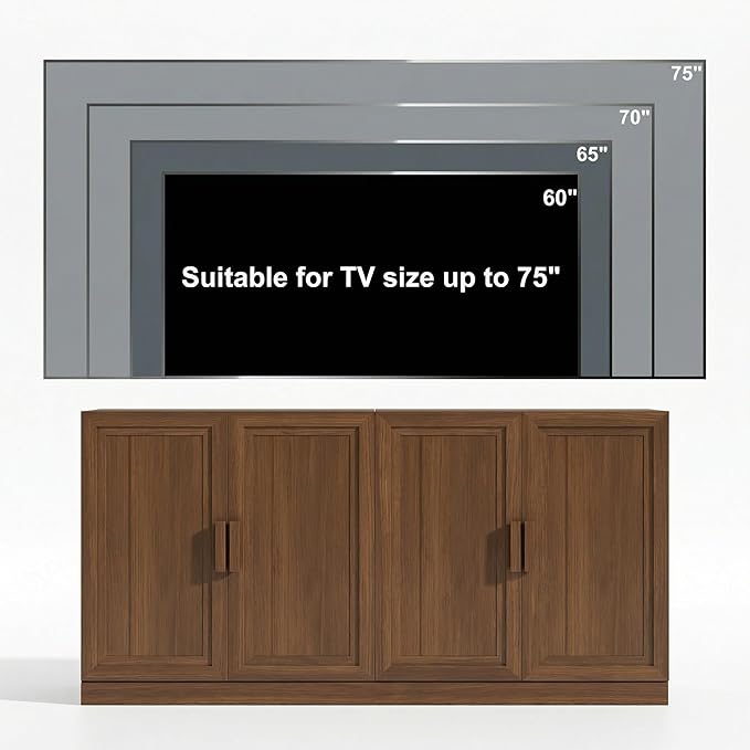 Casaphoria Adam Sideboard Buffet Cabinet with Storage, Sideboard Cabinet with Wooden Doors & Adjustable Shelves, 31" W x 31" H Coffee Bar for Entryway Kitchen Living Room, Walnut