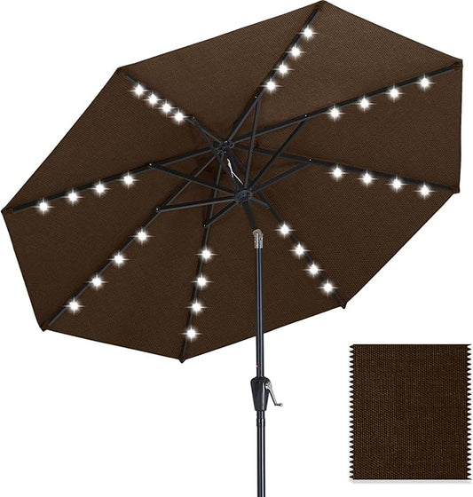 ABCCANOPY OLEFIN® 5-Year No Fading Patio Umbrella with Solar Lights (Light Coffee)