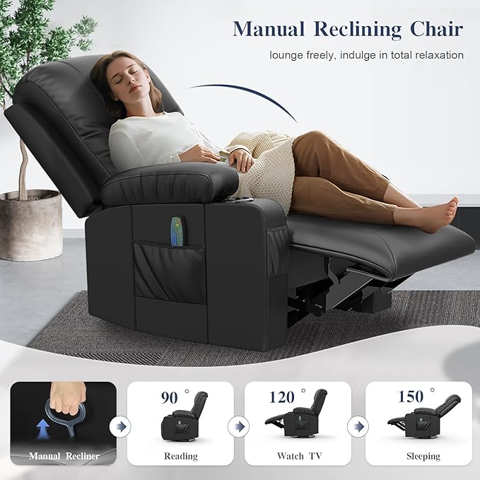 FURNIMAT Recliner Sofa Set with 3+1+1 Pieces in Living Room, 3 Seater Reclining Sofa with Flip Back Console, 2 Recliner Chair with 360 Degree Swivel Single Sofa Seat