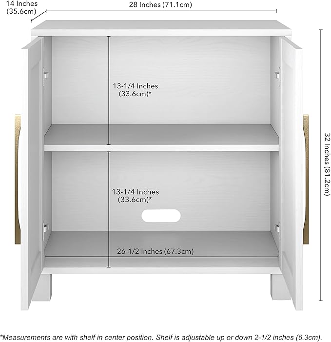 Henn&Hart 28" Wooden Accent Cabinet, Modern Sideboard Buffet Cabinet with 2 Doors and an Adjustable Shelf for Living Room, Dining Room, Bedroom or Entryway, Cloud White