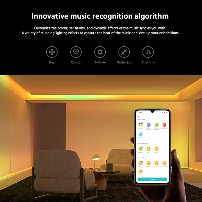 Xiaomi Smart Lightstrip (2m/6.6ft), Compatible with Alexa, Google Assistant, Apple Homekit Home App, WiFi Compatible, Music sync | Dynamic Ambient Lighting | Custom dimming | Smart-Linking