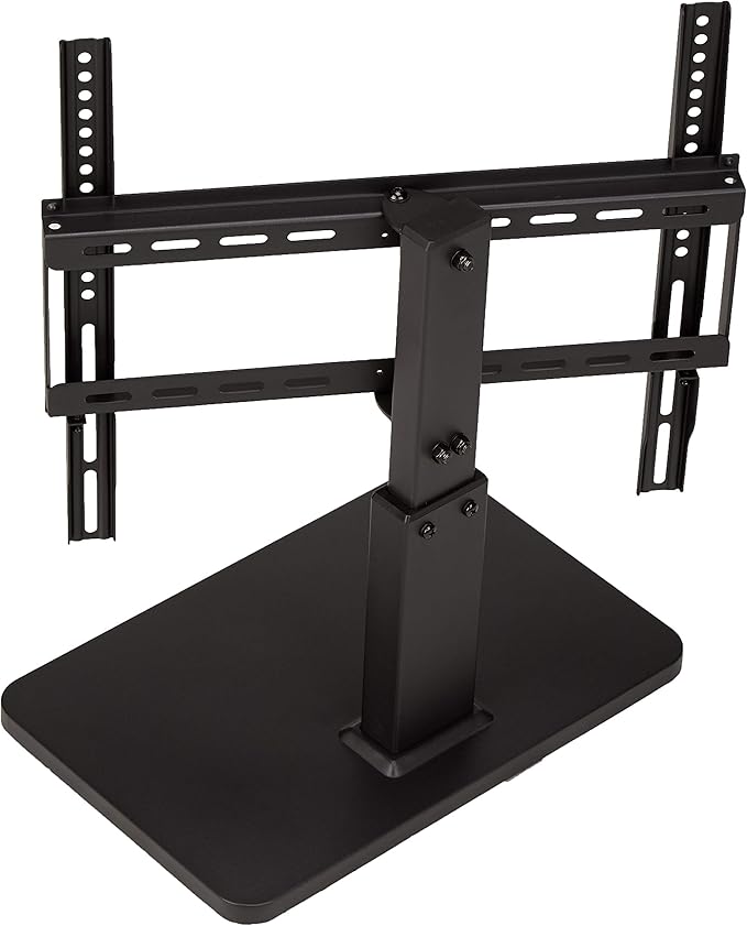 Amazon Basics Swivel Pedestal Table Top TV Mount, Height Adjustable 14-19 Inches, for 32" to 65" TVs up to 55 lbs, Universal TV Stand, VESA 400x400, Black
