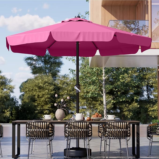 AreShark 12FT Patio Umbrella Table Market Umbrella w/Crank Outdoor Umbrellas for Garden, Deck, Backyard, Pool and Beach, Rose Pink