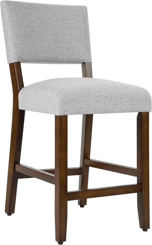 HomePop 24" Open Back Counter Stool|HomePop Home Décor|Fabric Chairs for Dining Room, Kitchen and Living Room - Gray Woven(Single Pack)
