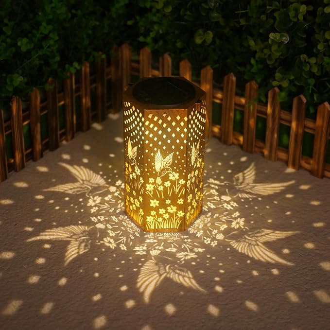 2 Packs Hummingbird Solar Lanterns Outdoor Waterproof Garden Decor - Birthday Gifts for Women, Men, Mom, Father, Garden Gifts, Solar Lights Outdoor Decor for Patio, Outside, Yard, Lawn, Pathway
