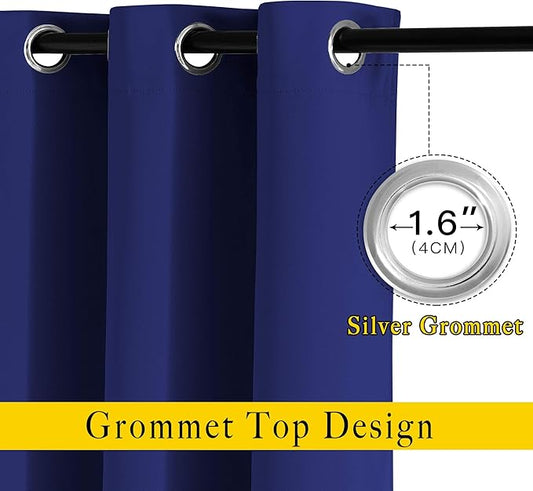 NICETOWN Blackout Curtain Panels 84 - Window Treatment Energy Saving Thermal Insulated Solid Grommet Blackout Drapes for Living Room (Navy Blue， 1 Pair， 52 by 84-Inch)