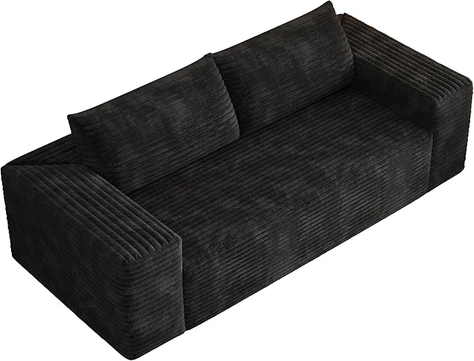 Eafurn Memory Foam Boneless Loveseat Sofa Couch, 3-Seater Upholstered Sofa with Corduroy Fabric and Wider Armrest, No Assembly Sofa for Living Room, Bedroom & Apartment | Sturdiness, Breathable material, Sofa in A Box