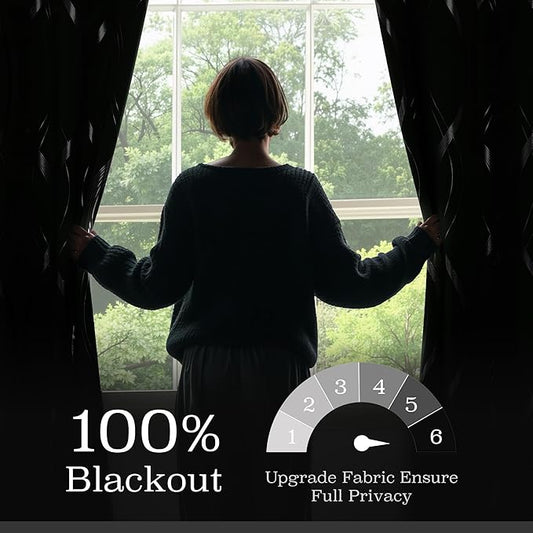 NICETOWN 100% Blackout Curtains 72 inch Length 2 Panels Set, Dark Mallard, 52" x 72", Noise Reducing Thermal Insulated Wave Line Foil Print Design Blackout Curtains for Hall Closet Villa Door