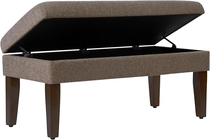 Homepop Home Decor | Upholstered Decorative Storage Ottoman Bench | Ottoman Bench with Storage for Living Room & Bedroom | Decorative Home Furniture, Textured Brown