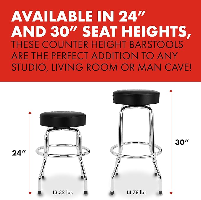Fender Spaghetti Logo Swivel Barstool with Guitar Picks Pouch, Great Gifts for Dad, with 1 Year Limited Warranty, Simple Assembly, Black/Black, 30"