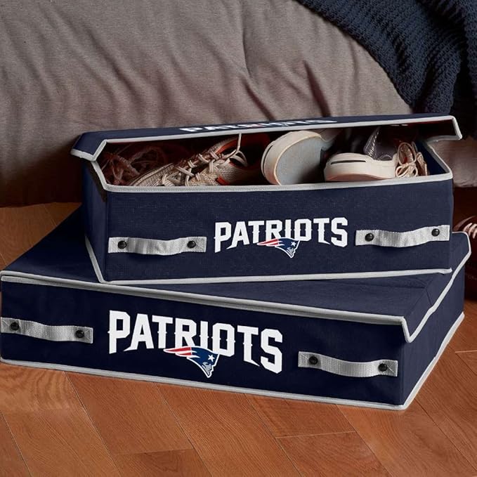 Franklin Sports NFL Under Bed Storage Bins - Folding Organizer Containers - NFL Team Office, Bedroom + Living Room Décor