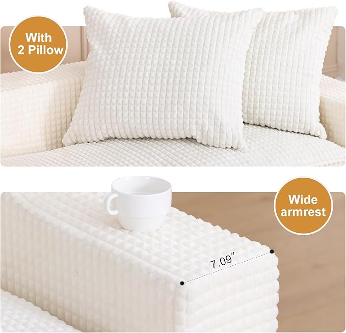 61" Convertible Sofa Bed Loveseat, Memory Foam Boneless Floor Couch with Removable Corduroy Cover, Tri-folding Compact Full-size Sleeper for Small Living Room, Playroom, Guest Room, RV (White) | Convertible Sofa Bed, Premium Memory Foam, Ergonomic Desi...