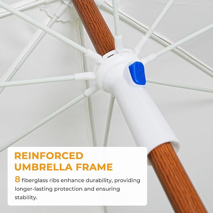 HOMEDEMO Boho Patio Umbrella with Fringe, Outdoor Tassel Umbrella with UPF50+ Sun Protection and Push Button Tilt, Premium Aluminum Pole & Fiberglass Ribs, Includes Hanging Hook