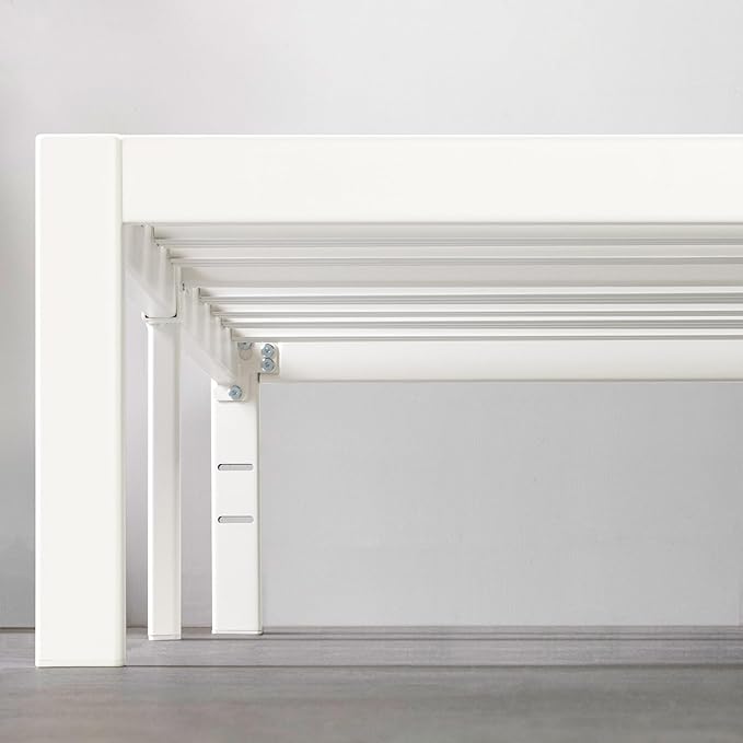 Mellow Rocky Base E 14" Platform Bed Heavy Duty Steel White, w/ Patented Wide Slats (No Box Spring Needed)- Cal King