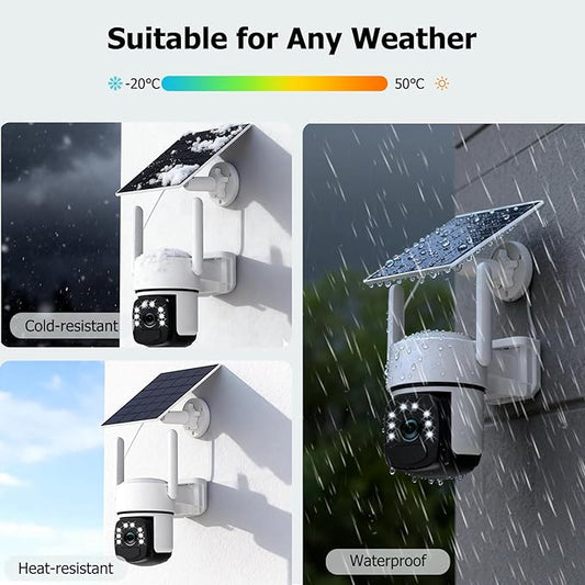 Solar Security Cameras Wireless Outdoor, 4 Cam-Kit, 4MP Home Security System with Color Night Vision, 2.4G & 5G WiFi, 360° Pan & Tilt, 32GB Local Storage, No Subscription, Motion Detection, Spotlight