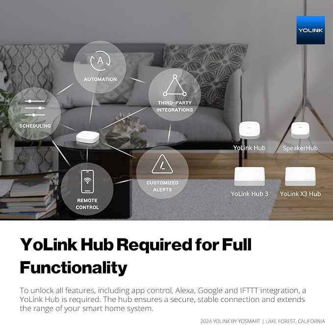 NSF Certified YoLink X3 Smart 1" Motorized Stainless Steel Ball Valve, LoRa Long-Range, 10-Year Battery, D2D Offline with Leak Sensors, Alexa/IFTTT/Home Assistant, Hub Required – YS5012