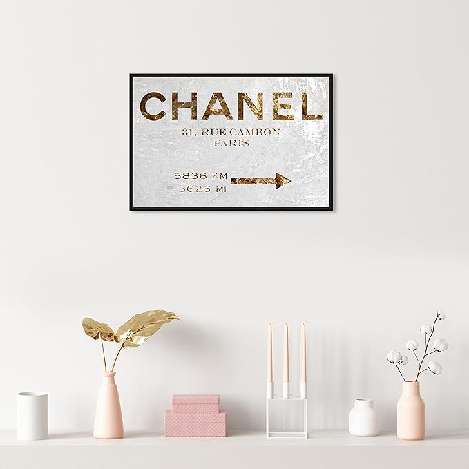 The Oliver Gal Artist Co. Contemporary 16 in x 24 in Paris Couture Luxury Framed Canvas Wall Art Bedroom Gold