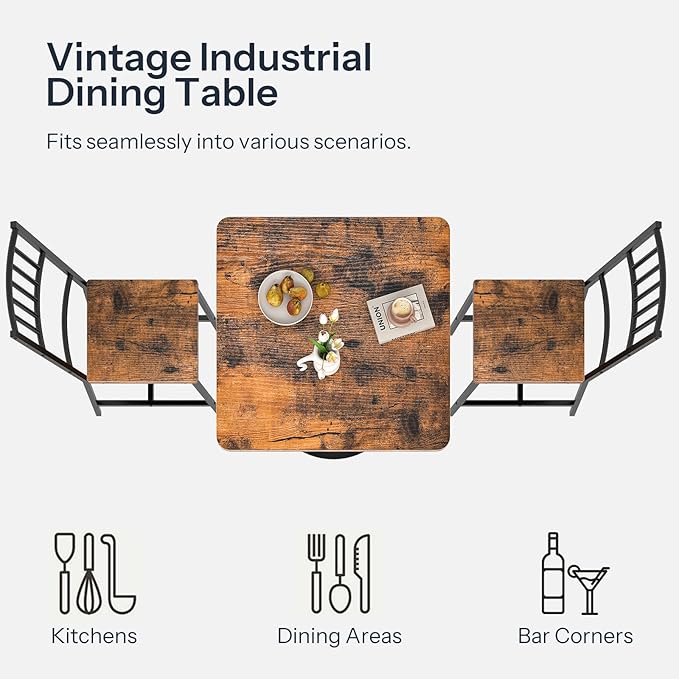 HOOBRO Dining Table, Square Dining Table for 2, 27.6" Dining Room Table for Small Spaces, Tulip Kitchen Table,Anti-Slip Heavy Base, Easy to Assemble, for Living Room, Kitchen, Rustic Brown BF18CZ01