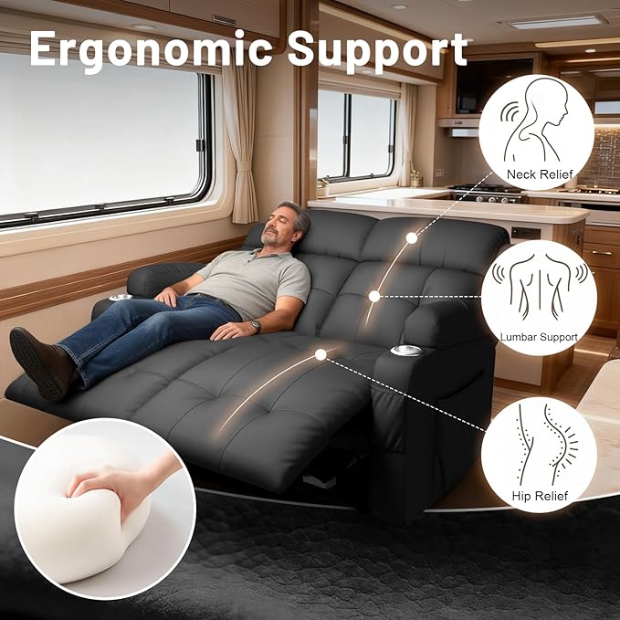 Loveseat Recliner, Oversized Reclining Loveseat, Pebble Texture Reclining Sofa With USB/Type C & Storage & Cup Holders, Recliner Couch, RV Wall Hugger Recliners Loveseat Clearance for Living Room & RV