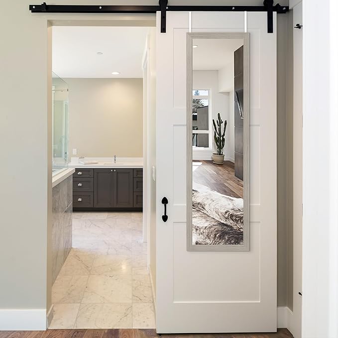Americanflat 15x51 Over The Door Mirror - Hanging Full Length Mirrors with Engineered Wood - Modern Mirror for Bathroom, Bedroom, Living Room - Mirrors for Wall Display and Home Decor - Driftwood