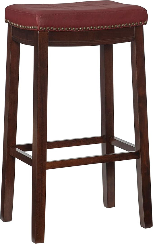 Linon Claridge Bar Stool, 32" x 18.75" x 13", Red